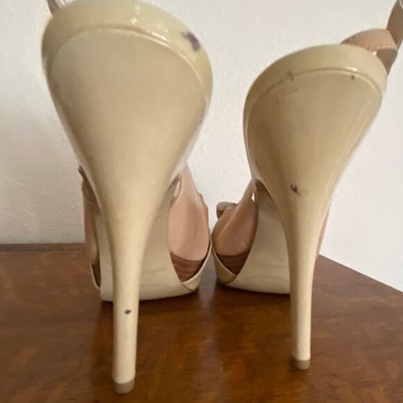 Enzo Angiolini Slingback Heels With Bows Tan - Picture 9 of 9